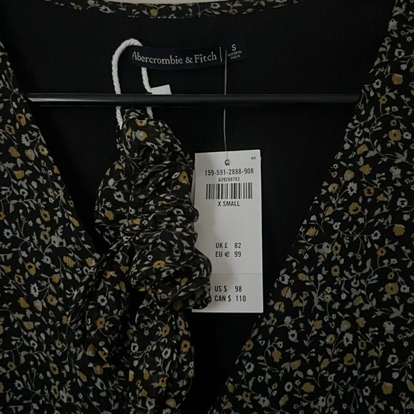 Abercrombie & Fitch 3/4 sleeve Black floral maxi dress, S - Picture 3 of 4